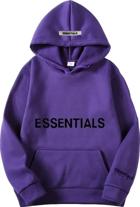 Essentials Black Hooded Sweatshirt with 3D Letter Chest Logo