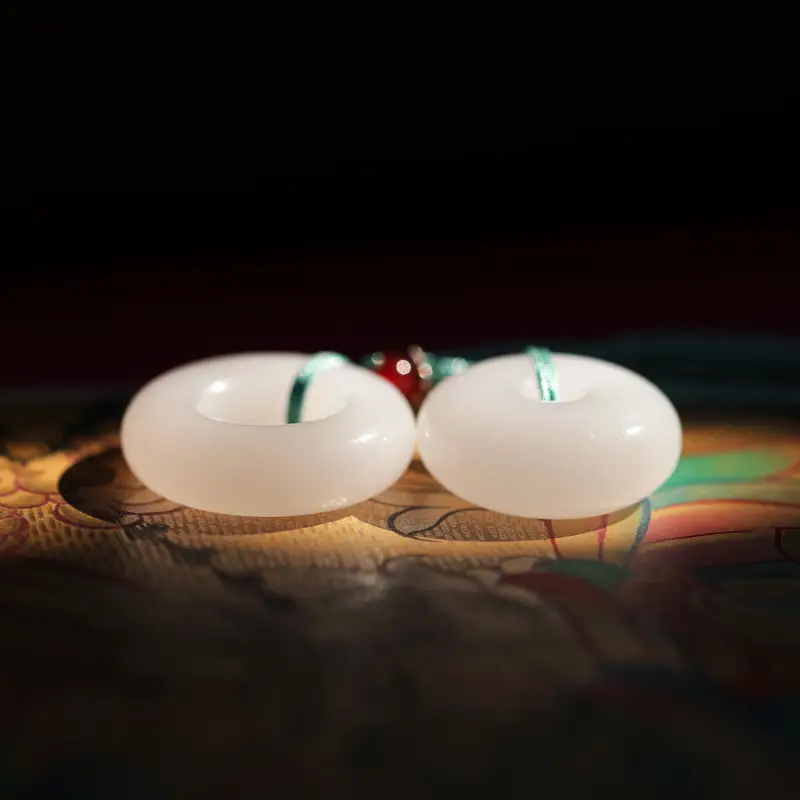 Natural White Jade Safety Ring Pendant Necklace for Men Women - Image 4