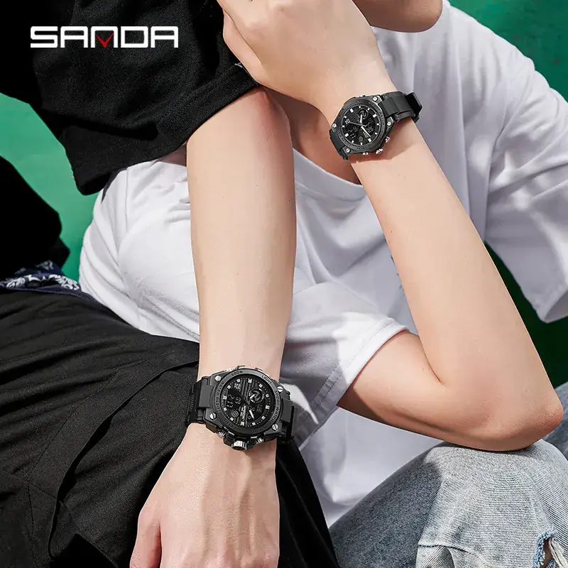 Sanda Sport Watch Black Digital Multifunctional Waterproof - Image 18