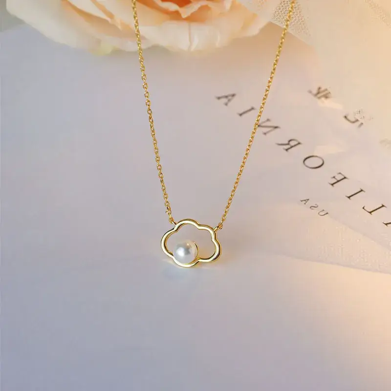 Women's Pearl Flower Necklace Light Silver Retro Baroque - Image 5