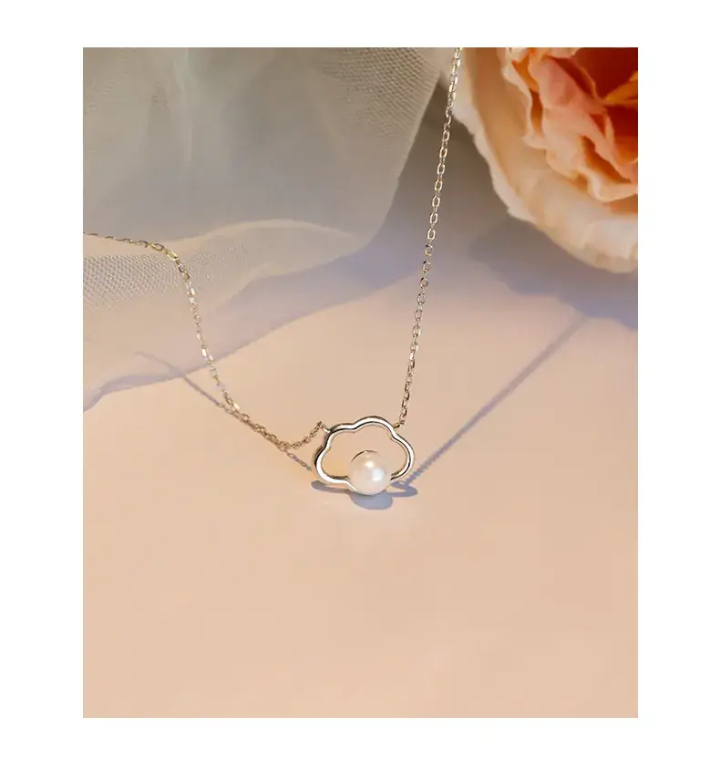 Women's Pearl Flower Necklace Light Silver Retro Baroque — feature 22