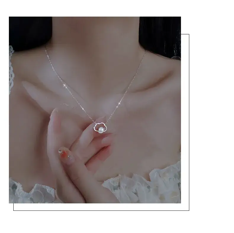 Women's Pearl Flower Necklace Light Silver Retro Baroque — feature 24