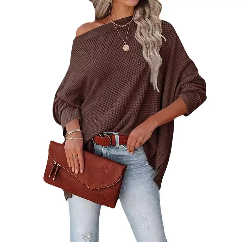 2025 Export Knitwear Pullover Slope Collar Loose Women