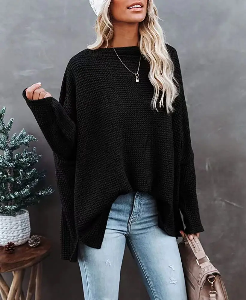 2025 Export Knitwear Pullover Slope Collar Loose Women