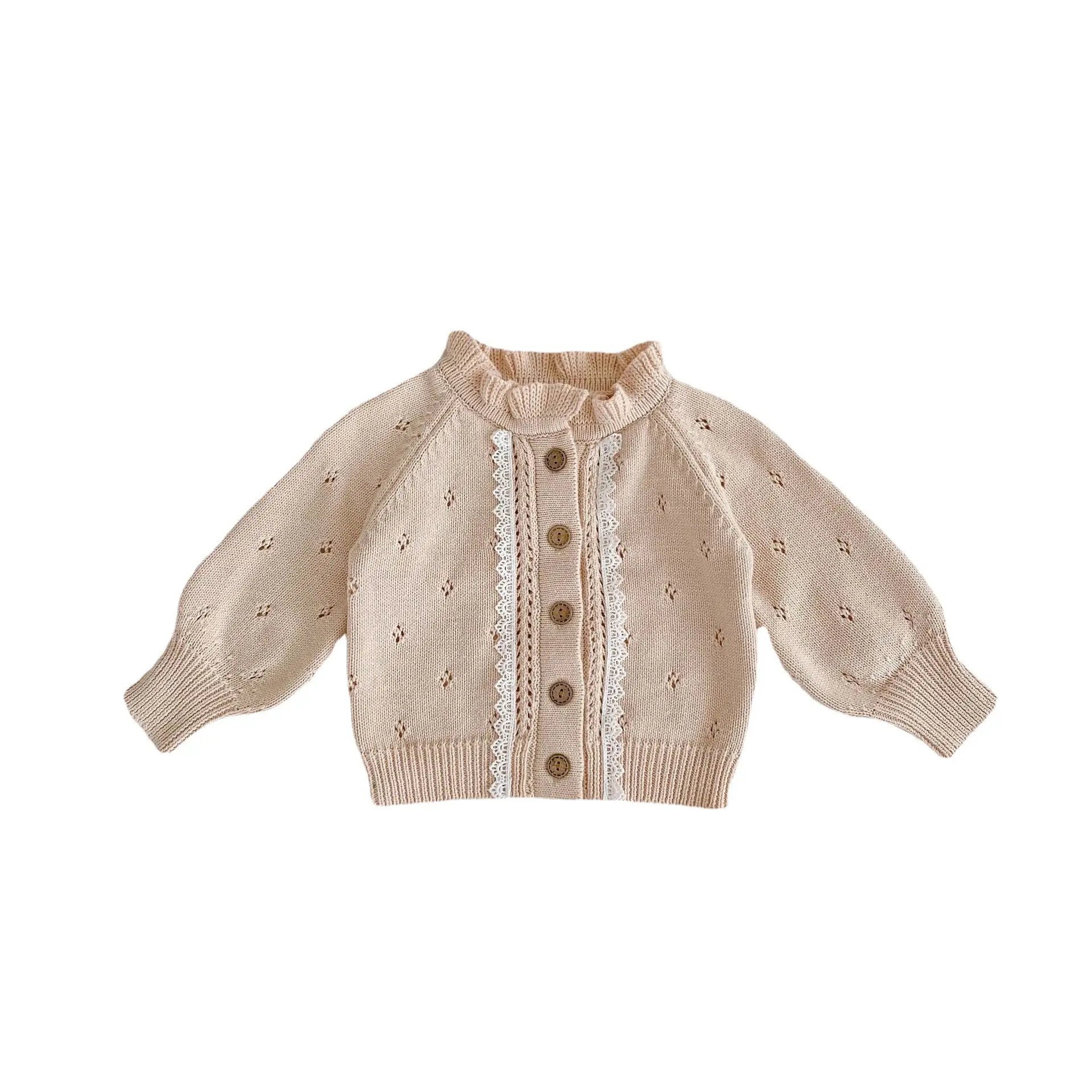 2025 Baby Girl Lace Knitted Cardigan with Hollow Fungus Collar - Image 6