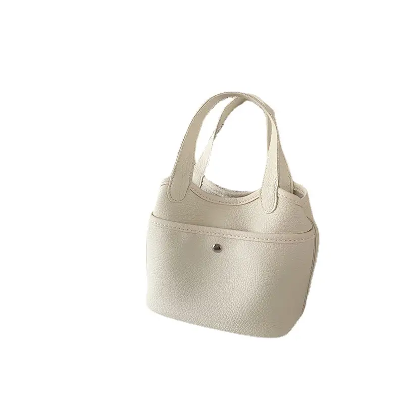 Women's Beige Leather Tote Bag 2026 Summer