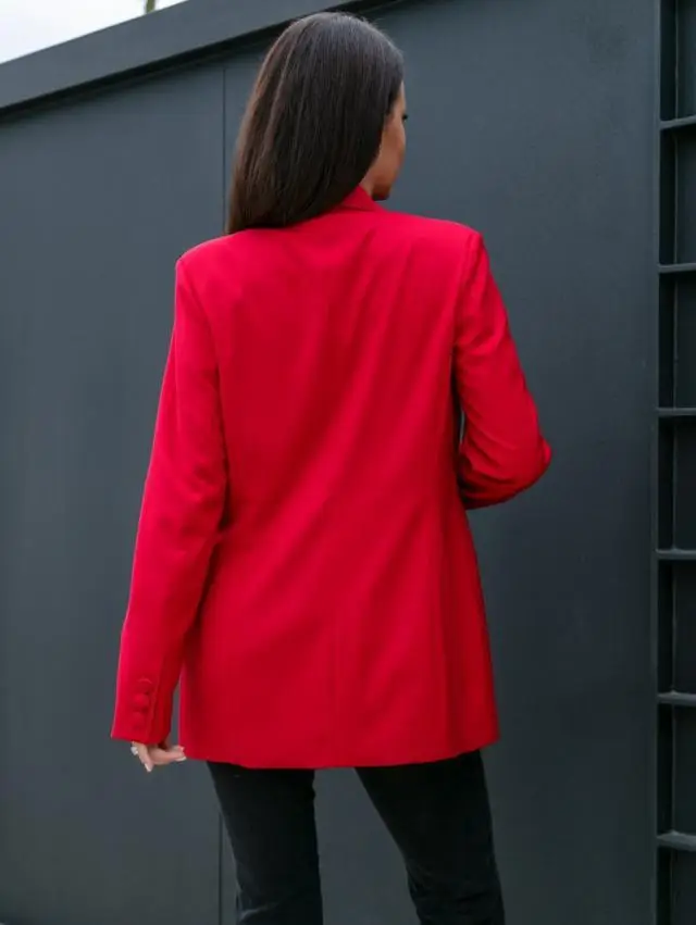 Red Long Sleeve Collar Coat Women's Suit — feature 18