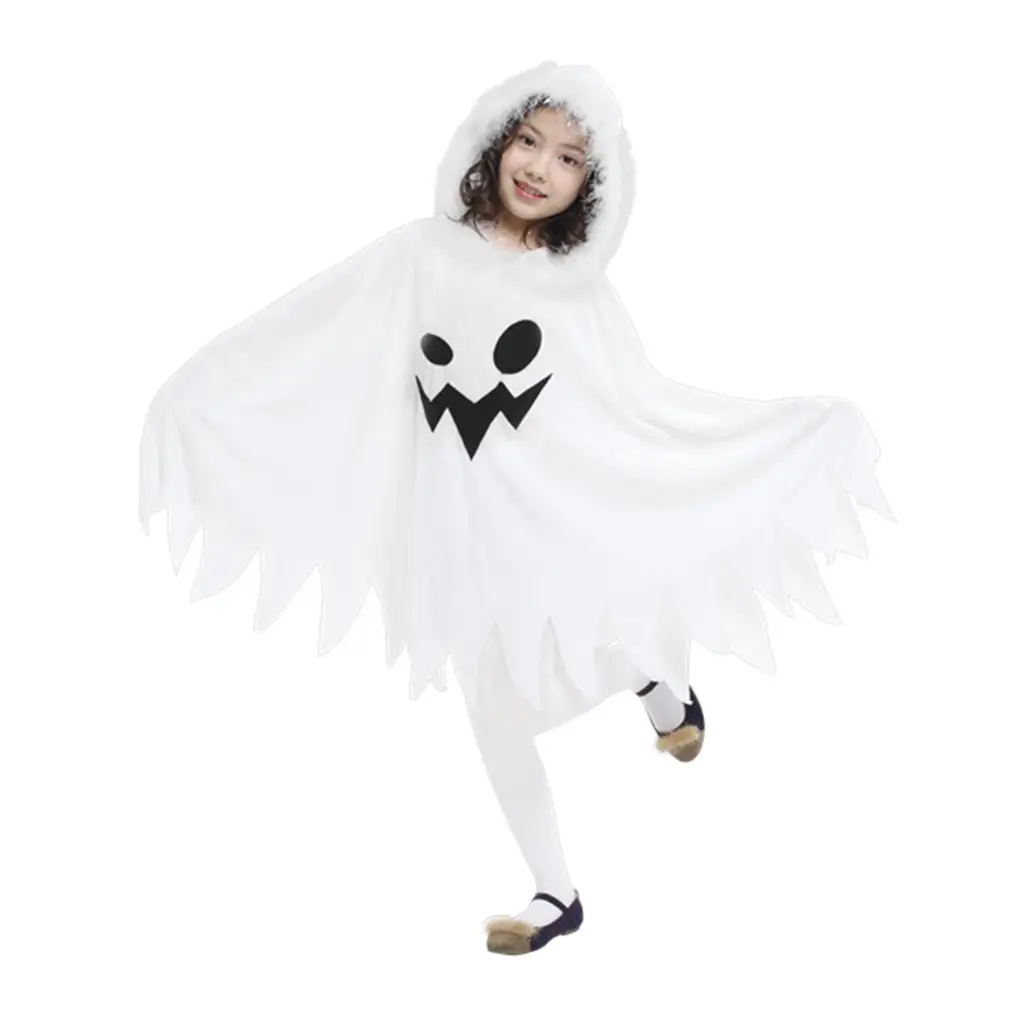 Children Halloween Ghost Costume White Wool Collar - Image 3