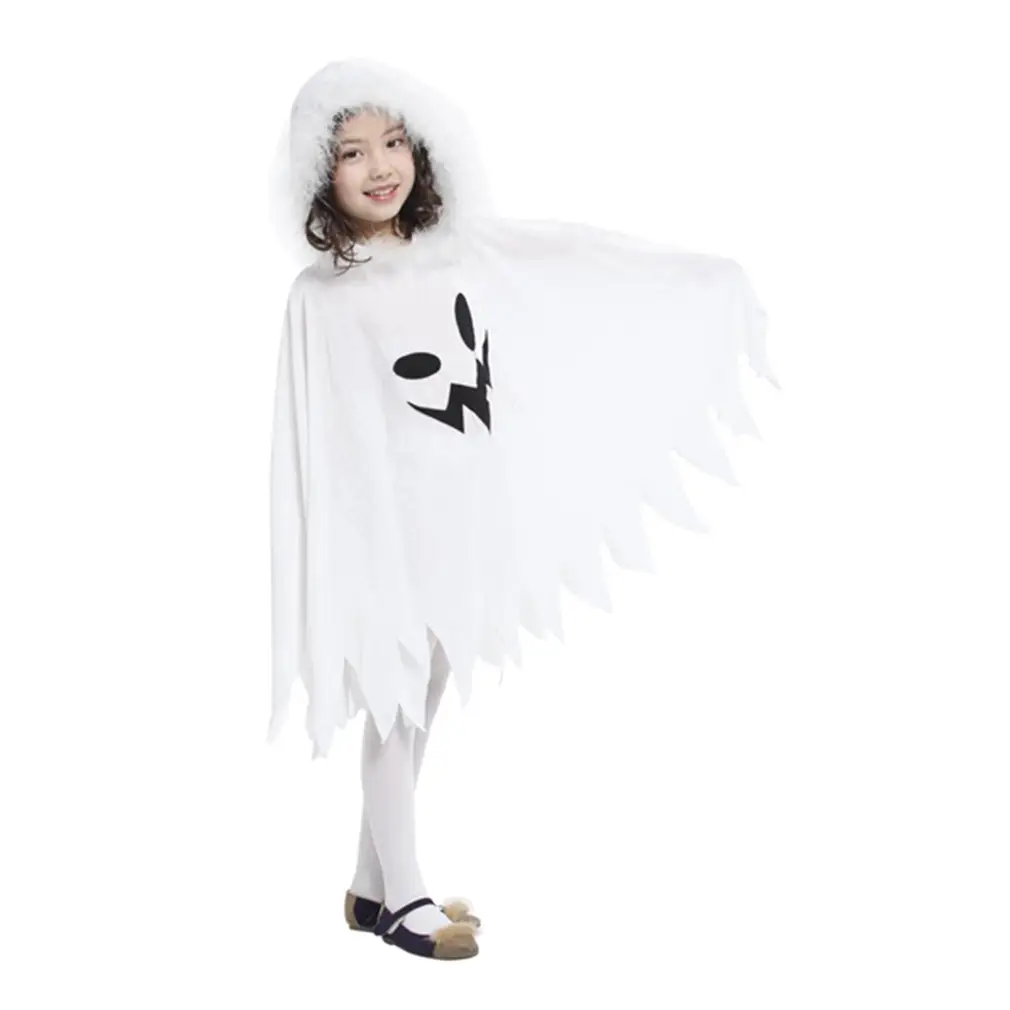Children Halloween Ghost Costume White Wool Collar - Image 5