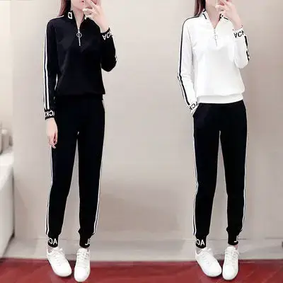 Women Black Sweatshirt Pants Set 2022 with White Sneakers - Image 6