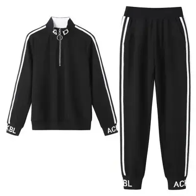 Women Black Sweatshirt Pants Set 2022 with White Sneakers - Image 7