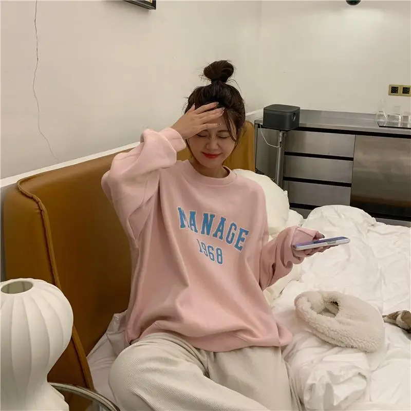 2025 Korean Style Yellow Letter Print Sweatshirt Women — feature 10