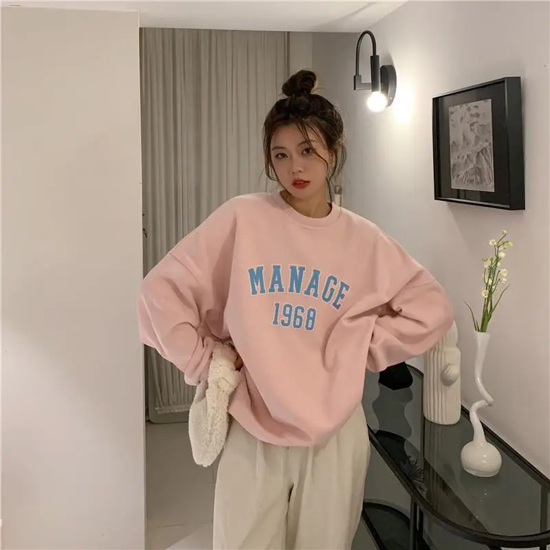 2025 Korean Style Yellow Letter Print Sweatshirt Women — feature 11