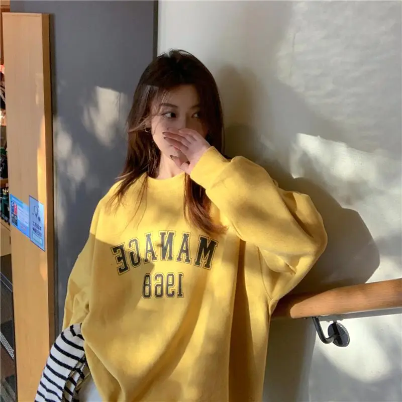 2025 Korean Style Yellow Letter Print Sweatshirt Women — feature 22
