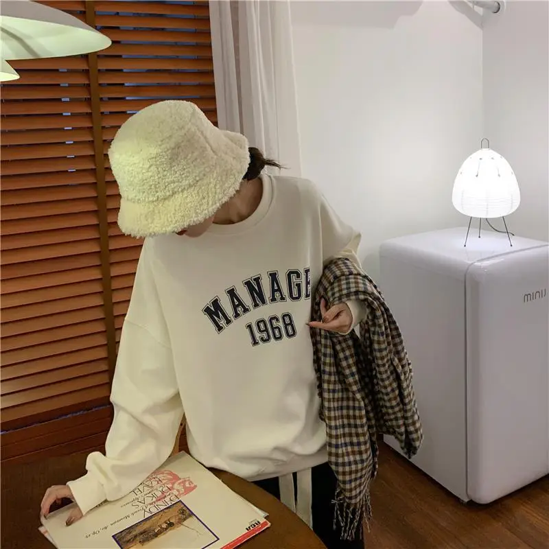 2025 Korean Style Yellow Letter Print Sweatshirt Women — feature 23