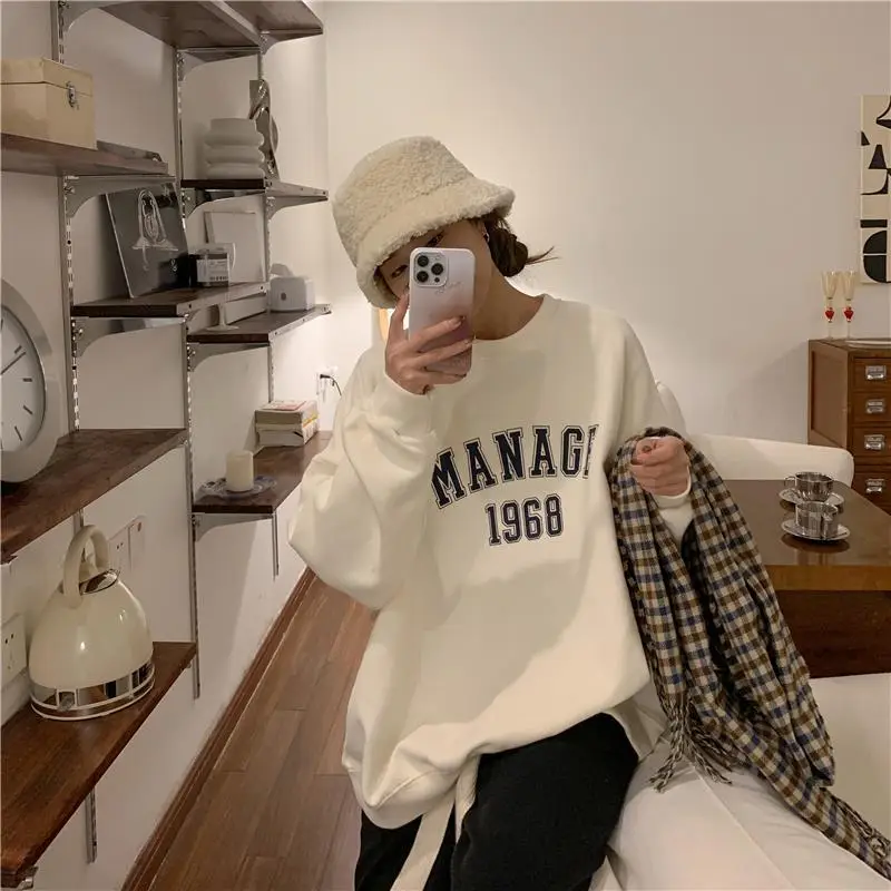 2025 Korean Style Yellow Letter Print Sweatshirt Women — feature 24
