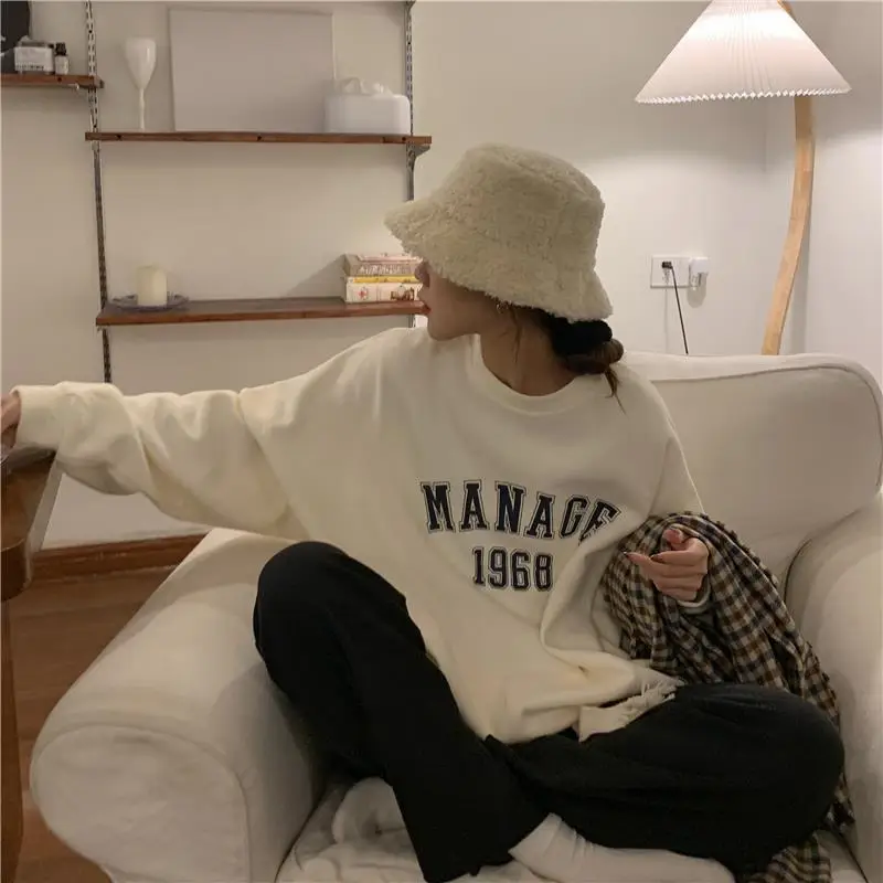 2025 Korean Style Yellow Letter Print Sweatshirt Women — feature 26