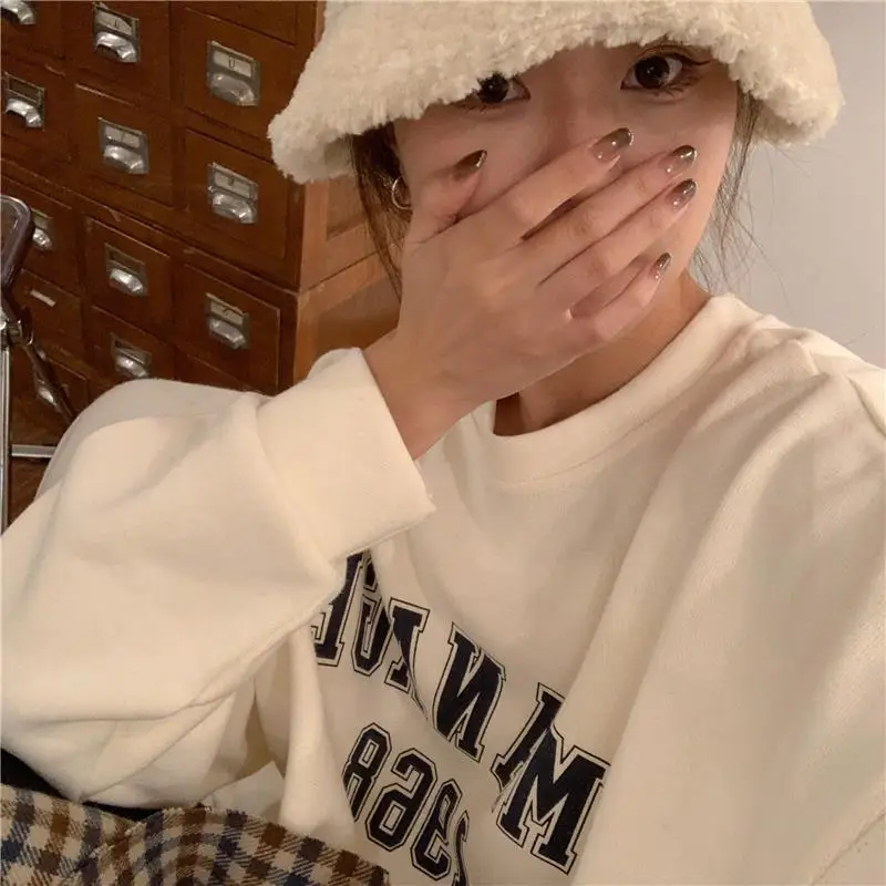 2025 Korean Style Yellow Letter Print Sweatshirt Women — feature 27