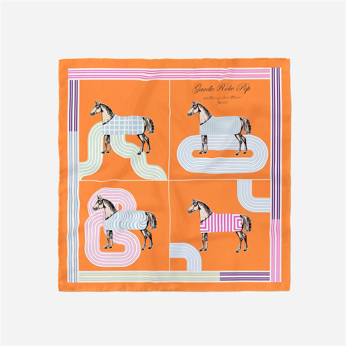 2024 Summer Silk Scarf for Women Blue Paris Design — feature 113