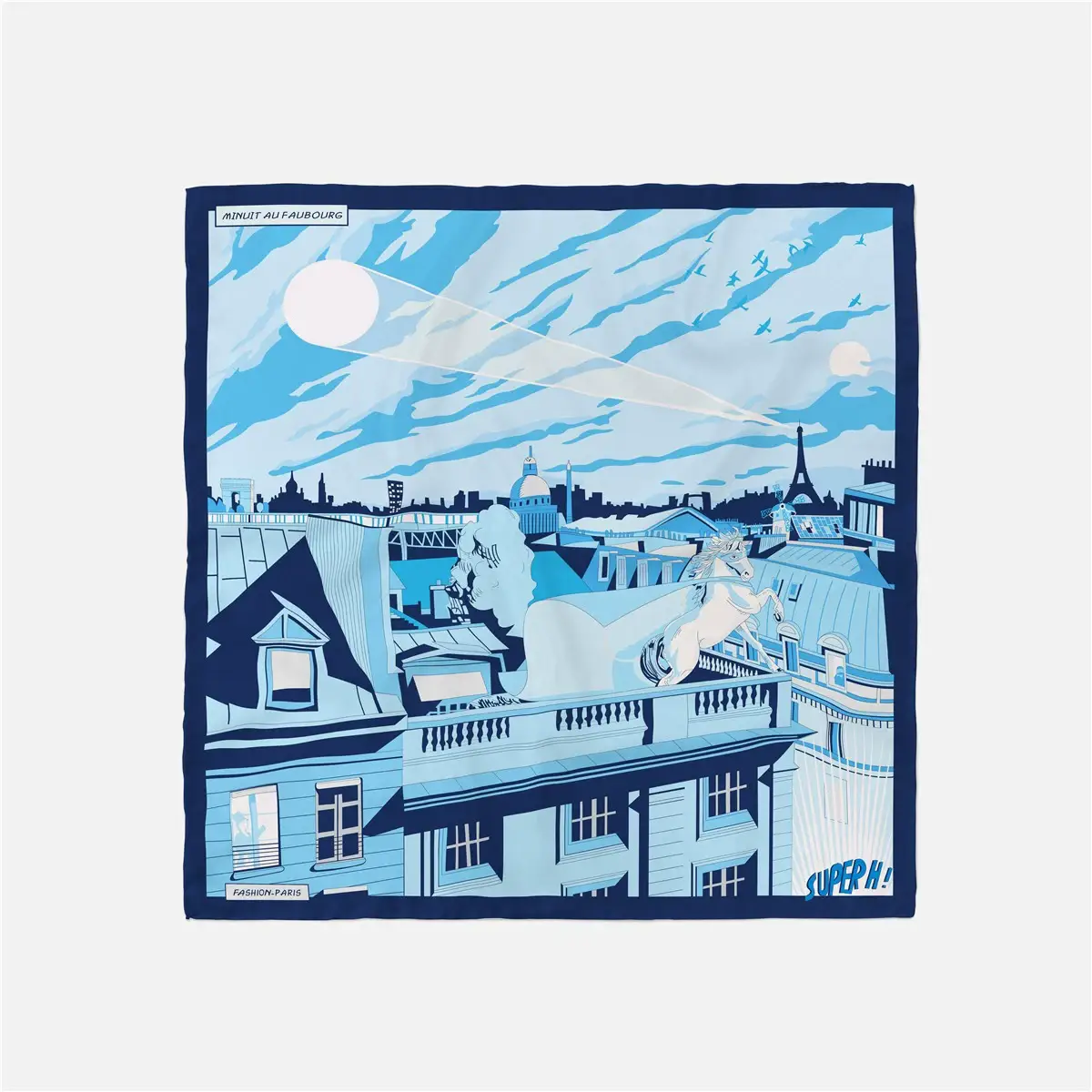 2024 Summer Silk Scarf for Women Blue Paris Design — feature 12