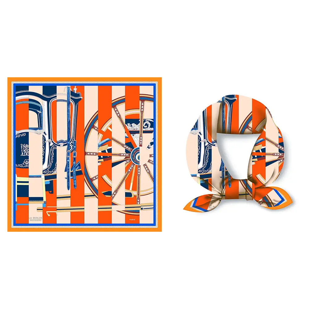 2024 Summer Silk Scarf for Women Blue Paris Design — feature 120