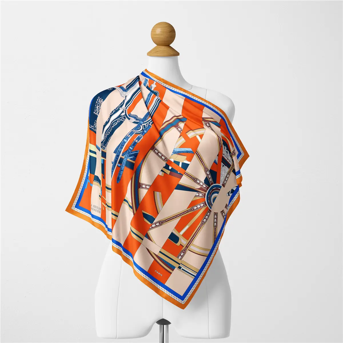2024 Summer Silk Scarf for Women Blue Paris Design — feature 125