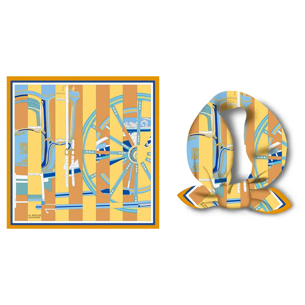 2024 Summer Silk Scarf for Women Blue Paris Design — feature 128