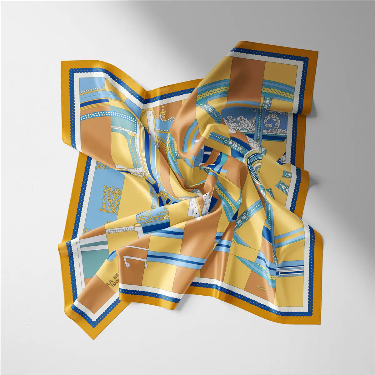 2024 Summer Silk Scarf for Women Blue Paris Design — feature 129