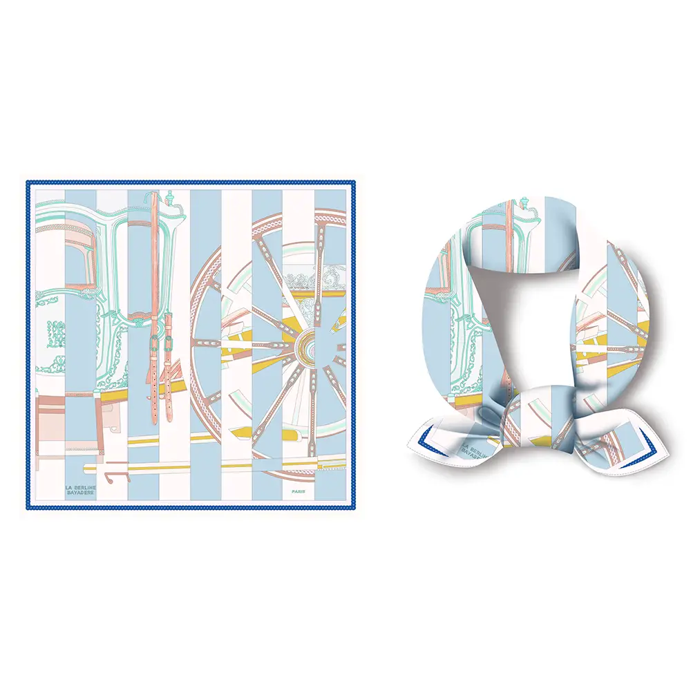 2024 Summer Silk Scarf for Women Blue Paris Design — feature 133