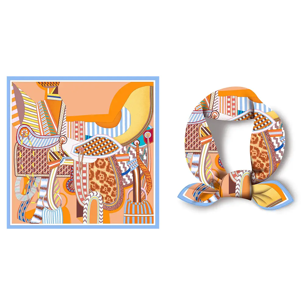 2024 Summer Silk Scarf for Women Blue Paris Design — feature 151