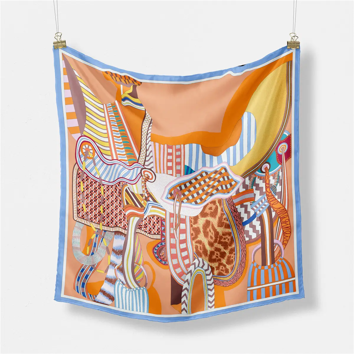 2024 Summer Silk Scarf for Women Blue Paris Design — feature 153