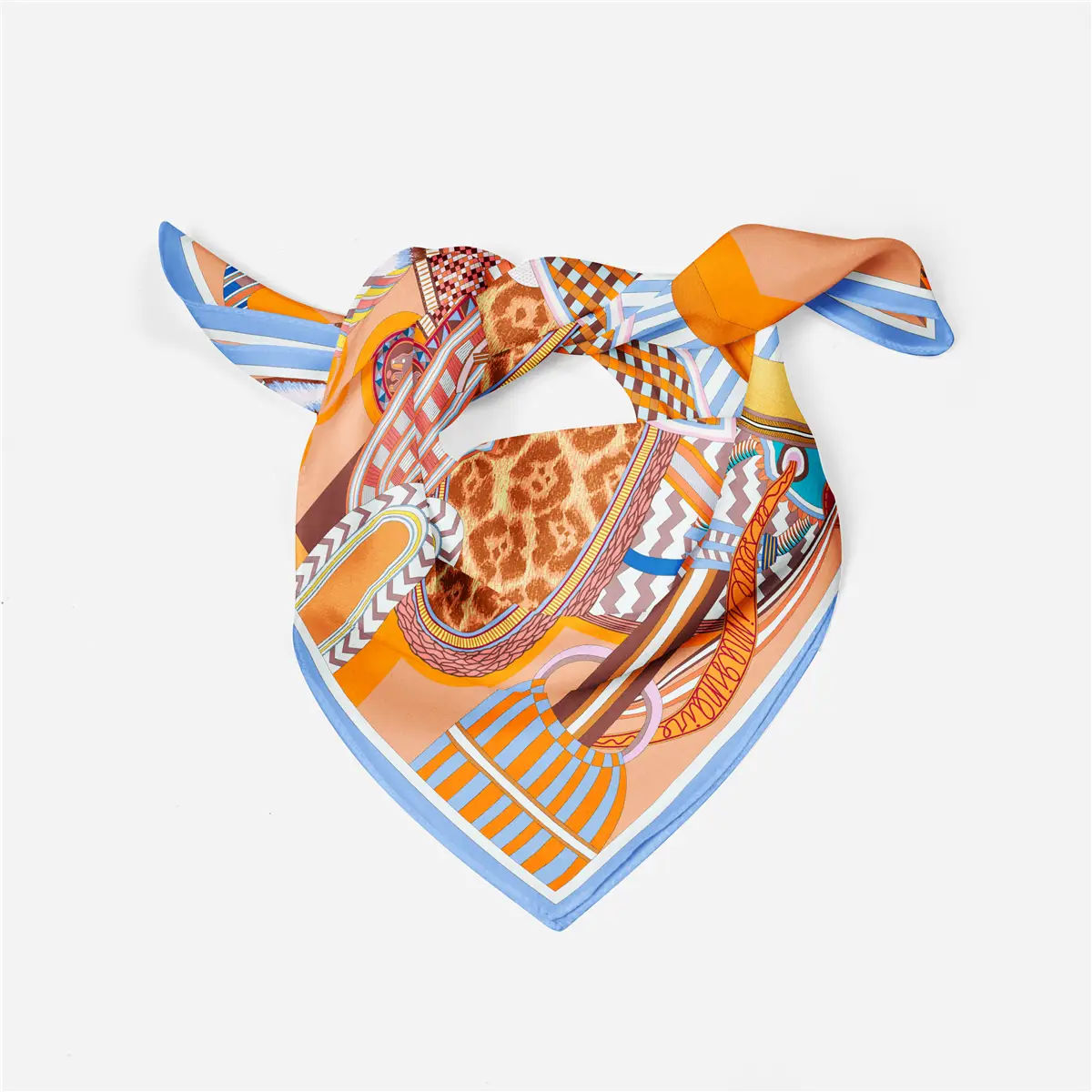 2024 Summer Silk Scarf for Women Blue Paris Design — feature 155