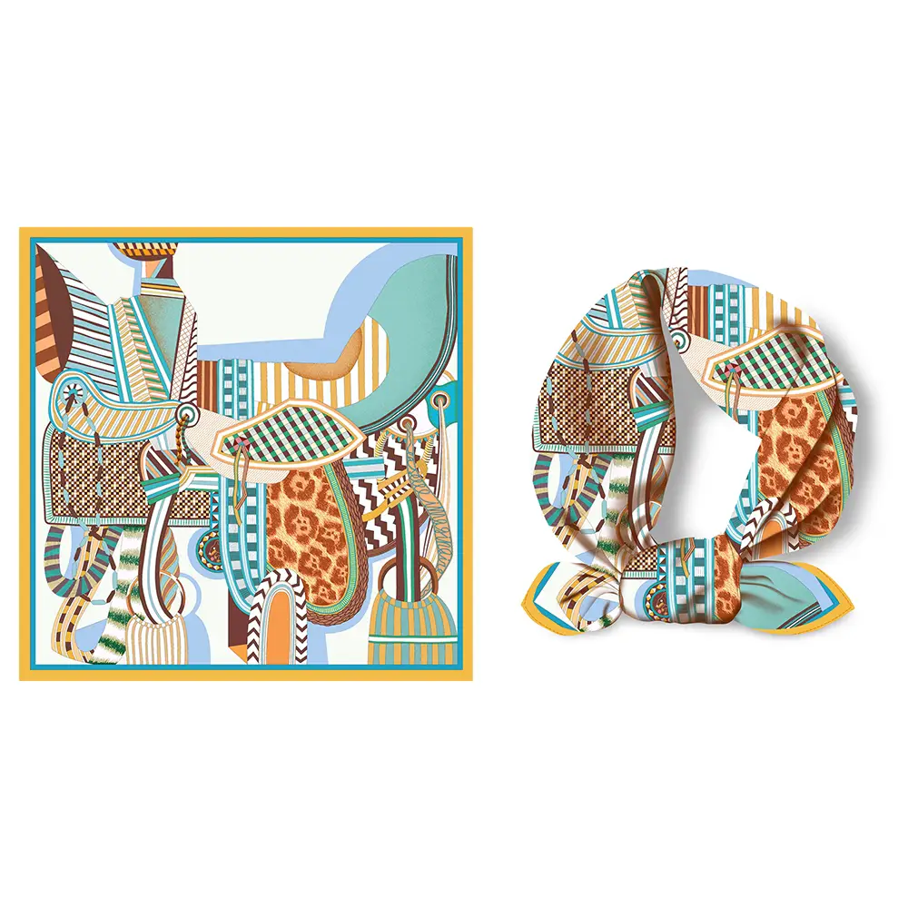 2024 Summer Silk Scarf for Women Blue Paris Design — feature 156