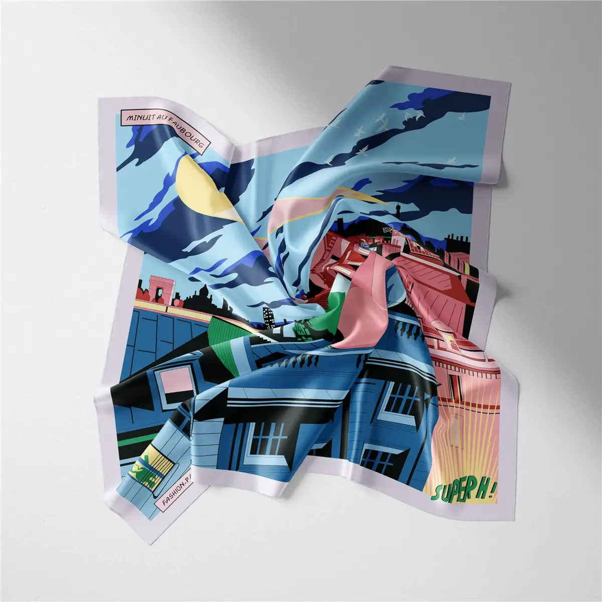 2024 Summer Silk Scarf for Women Blue Paris Design — feature 16
