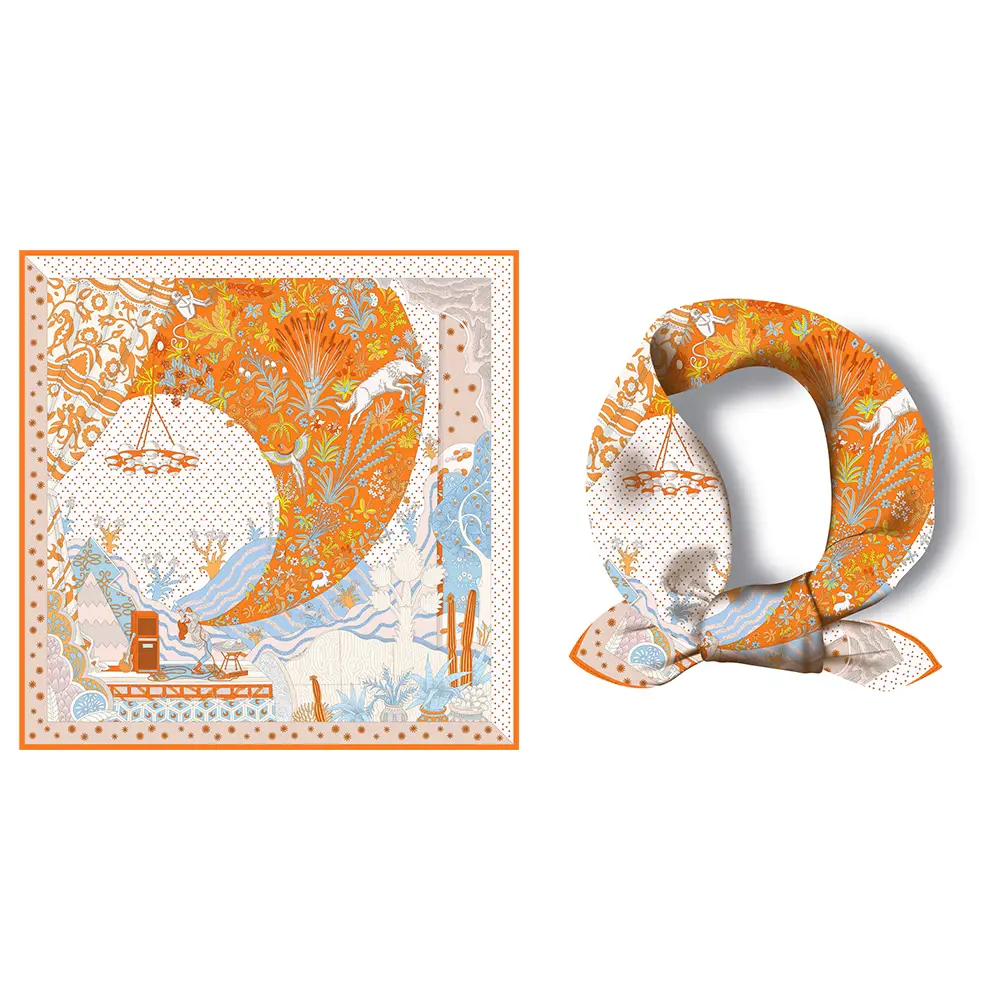 2024 Summer Silk Scarf for Women Blue Paris Design — feature 166
