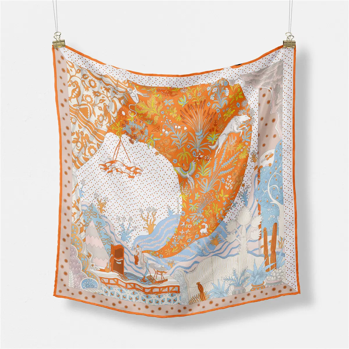 2024 Summer Silk Scarf for Women Blue Paris Design — feature 168