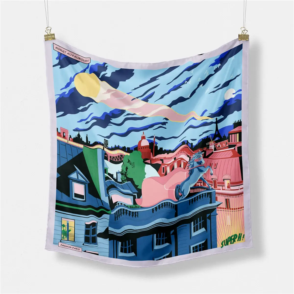 2024 Summer Silk Scarf for Women Blue Paris Design — feature 17