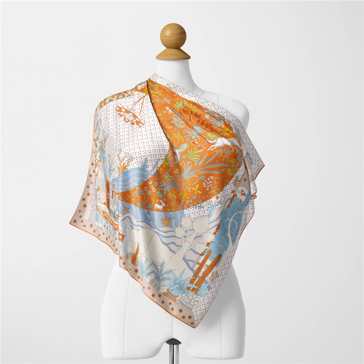 2024 Summer Silk Scarf for Women Blue Paris Design — feature 171