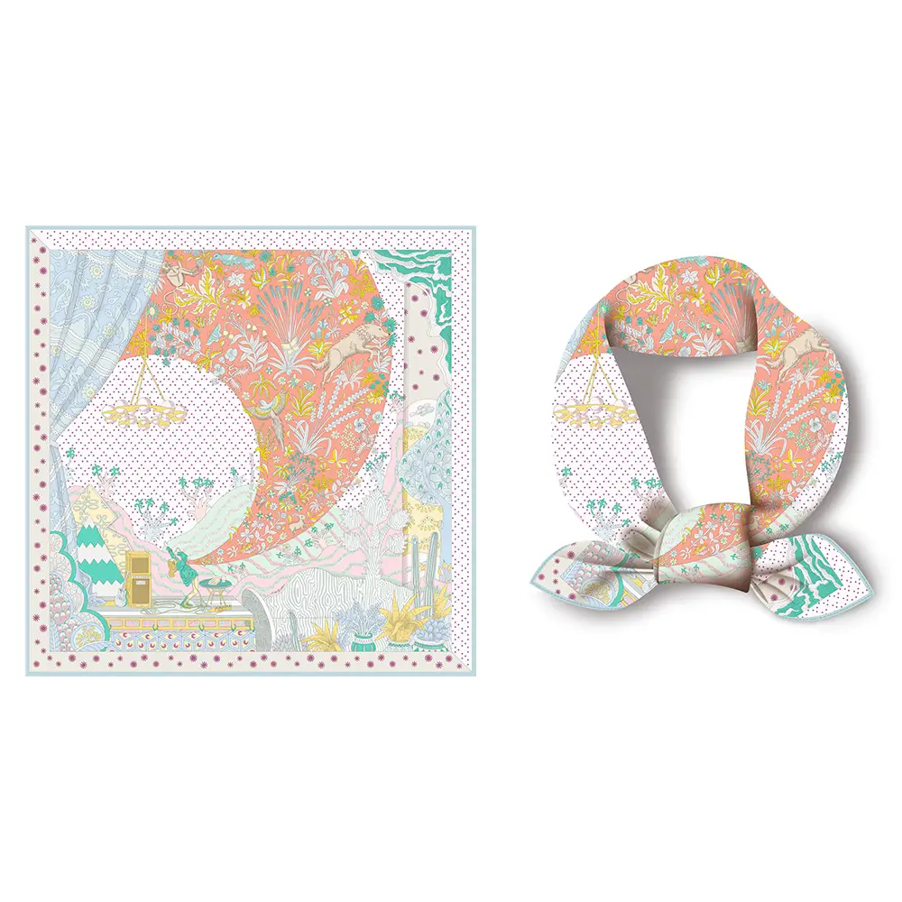 2024 Summer Silk Scarf for Women Blue Paris Design — feature 179