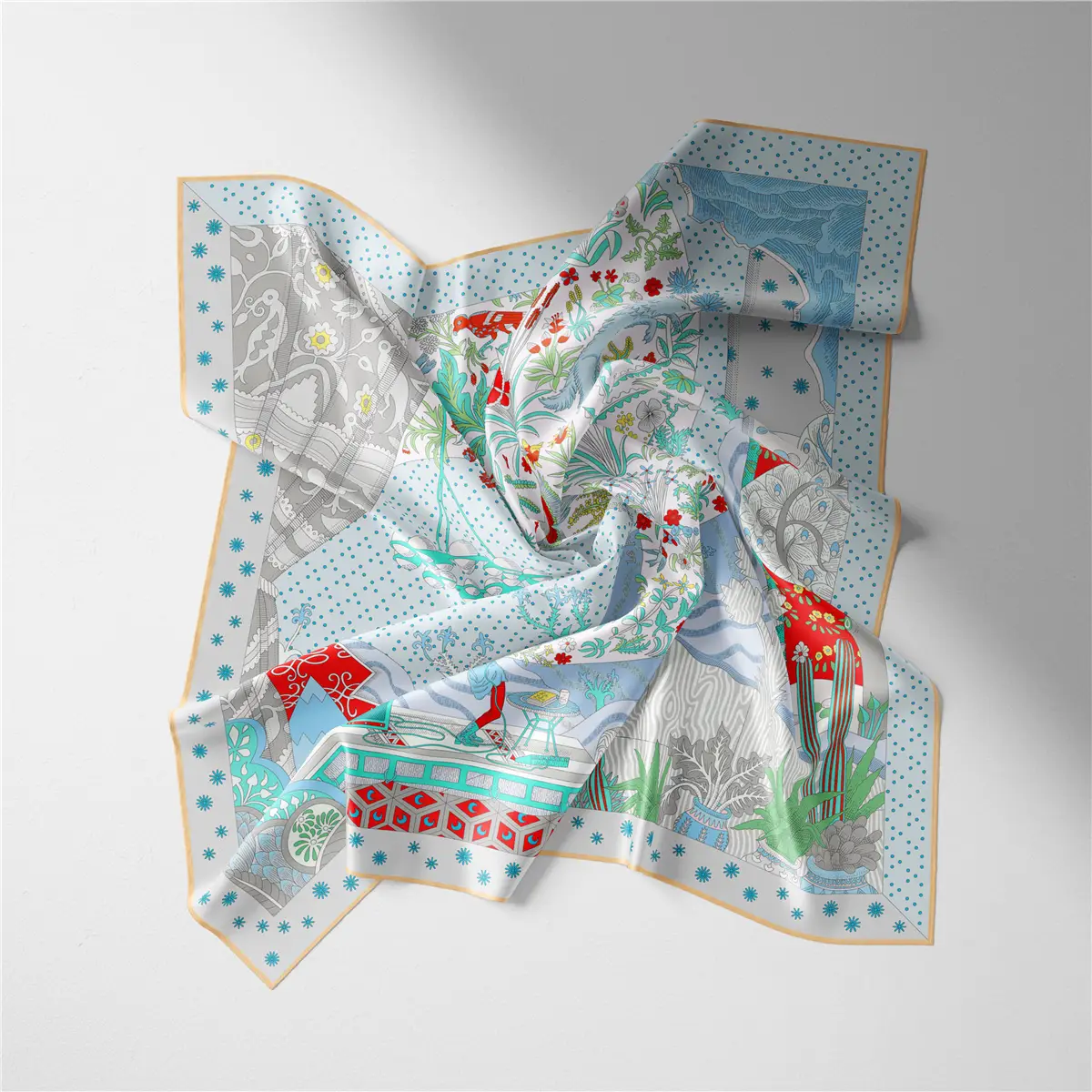 2024 Summer Silk Scarf for Women Blue Paris Design — feature 185
