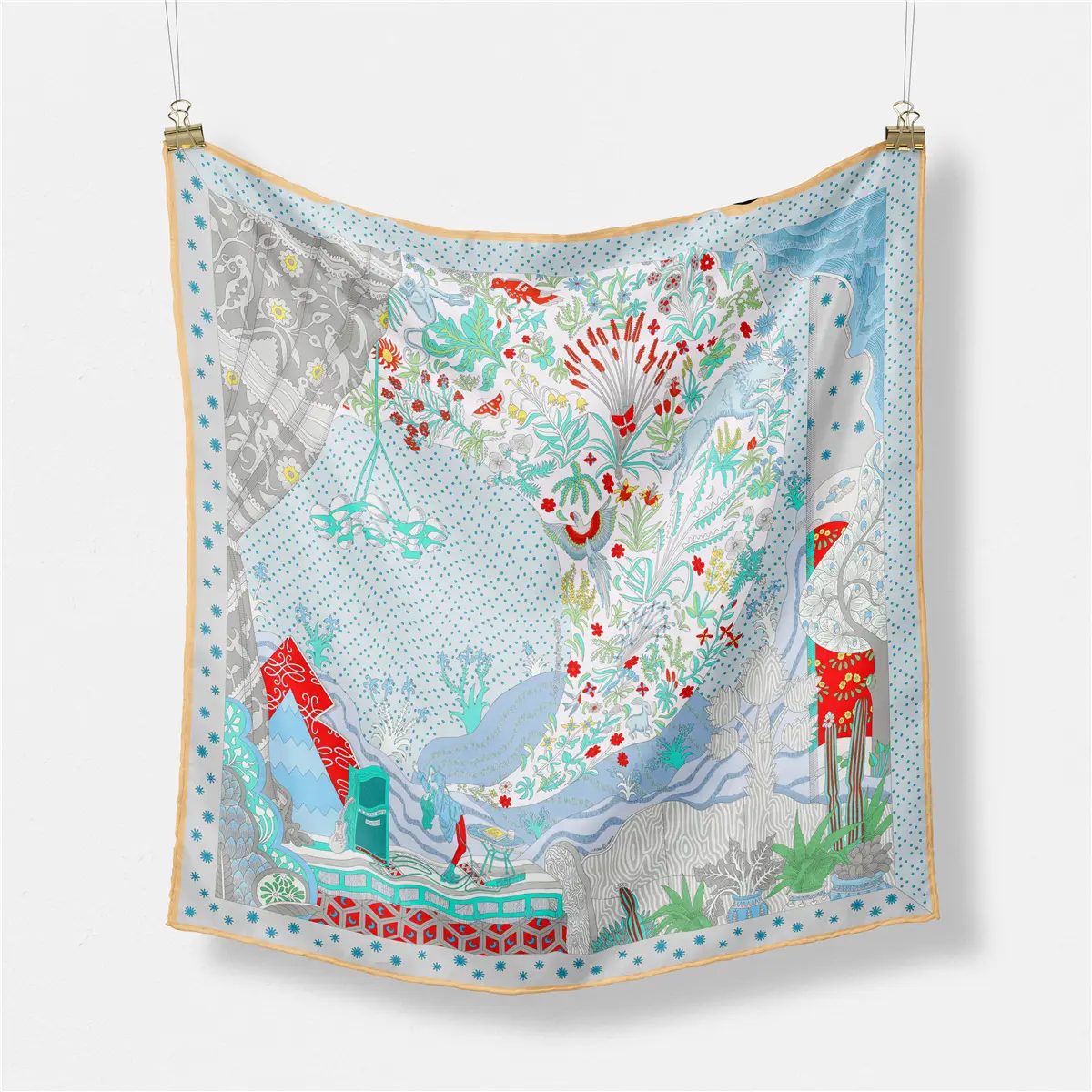 2024 Summer Silk Scarf for Women Blue Paris Design — feature 186