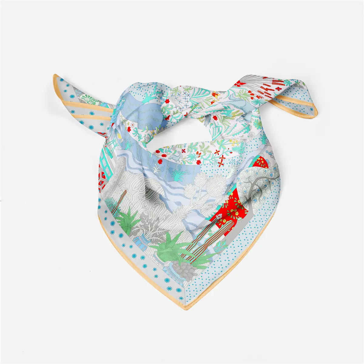 2024 Summer Silk Scarf for Women Blue Paris Design — feature 188