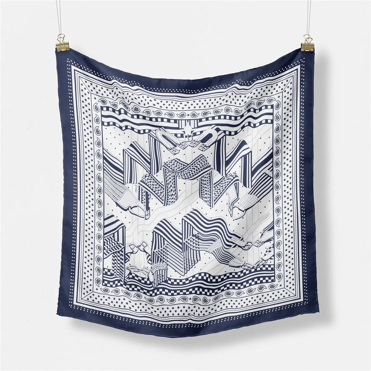 2024 Summer Silk Scarf for Women Blue Paris Design — feature 191