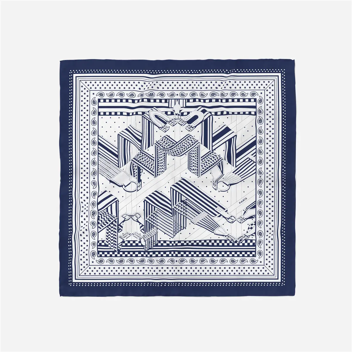 2024 Summer Silk Scarf for Women Blue Paris Design — feature 192