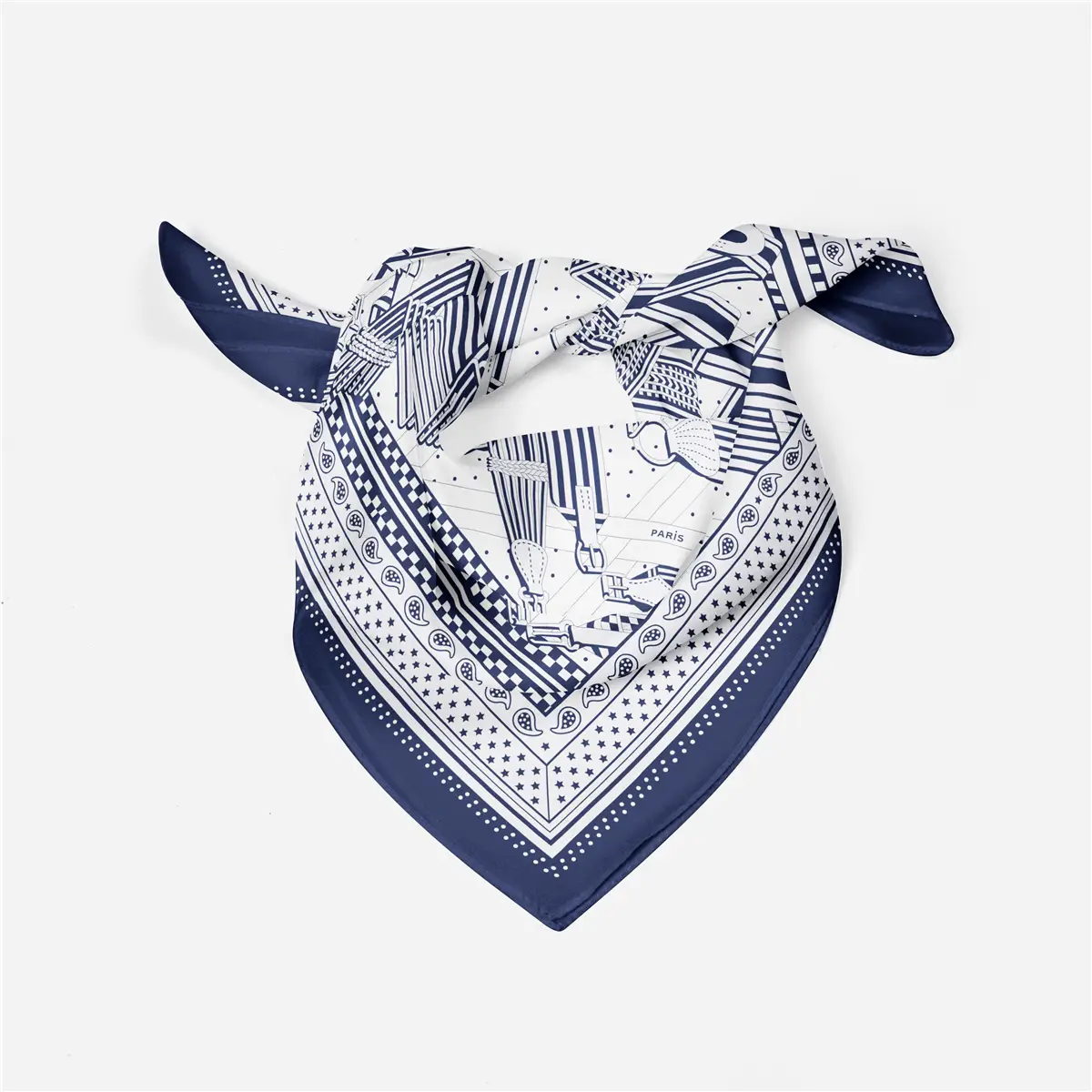 2024 Summer Silk Scarf for Women Blue Paris Design — feature 193