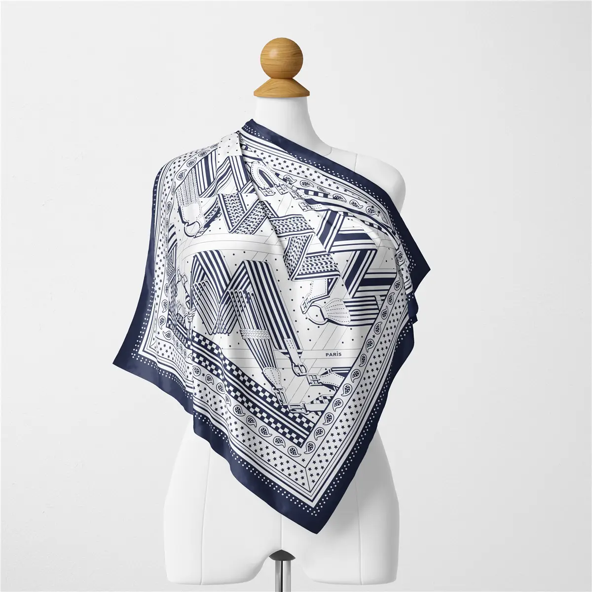 2024 Summer Silk Scarf for Women Blue Paris Design — feature 194