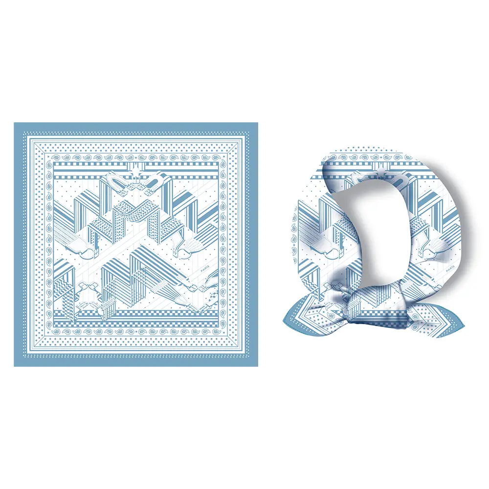 2024 Summer Silk Scarf for Women Blue Paris Design — feature 197