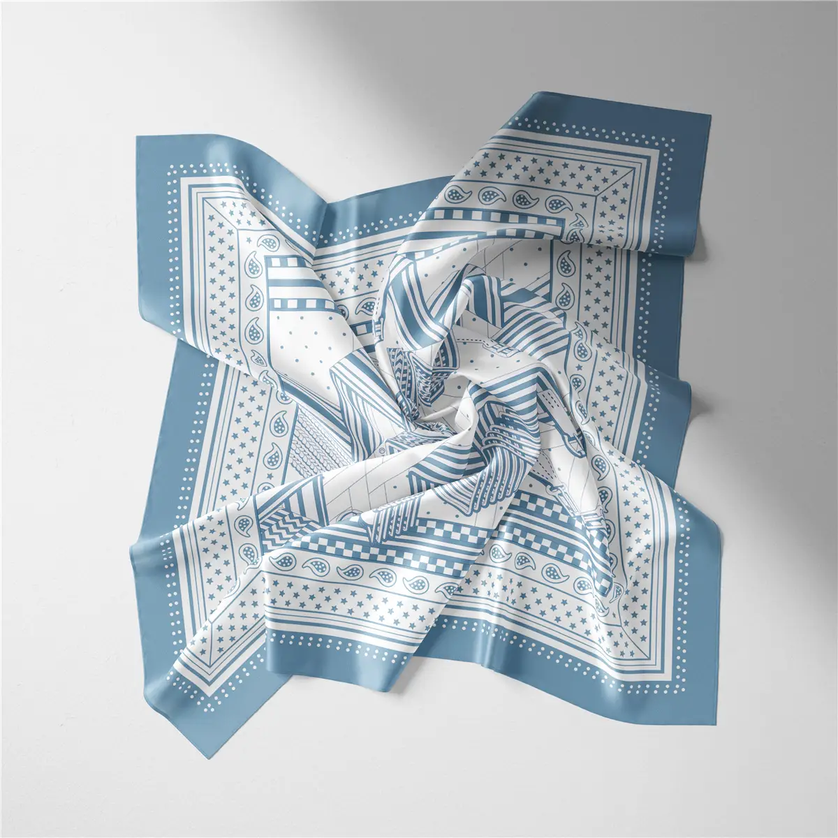 2024 Summer Silk Scarf for Women Blue Paris Design — feature 198