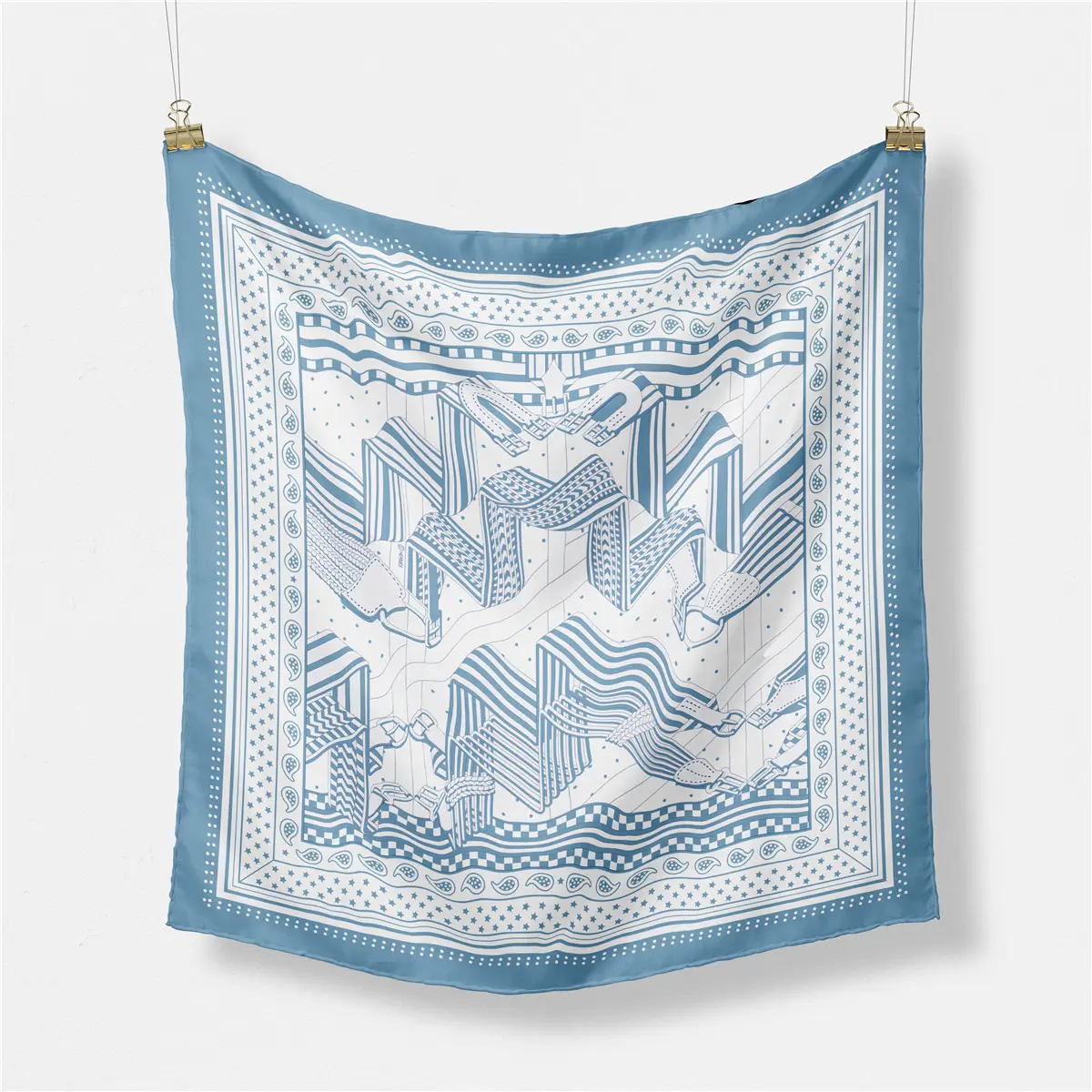 2024 Summer Silk Scarf for Women Blue Paris Design — feature 199