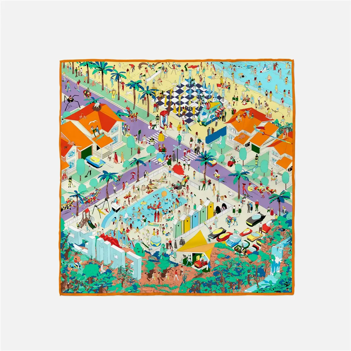 2024 Summer Silk Scarf for Women Blue Paris Design — feature 2